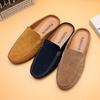 Solid Colors Half Shoes for Men Breathable Leather Shoes Simple Fashion Mens Mules Comfy Casual  Elegantes Walking
