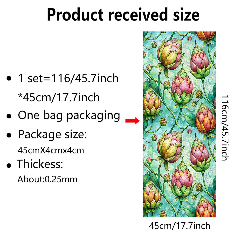 Europeisk Retro Stil Vindusfilm PVC Elektrostatisk Glassklistremerker Farget Vindusfilm Statisk Heftende Frostet Glassfilm