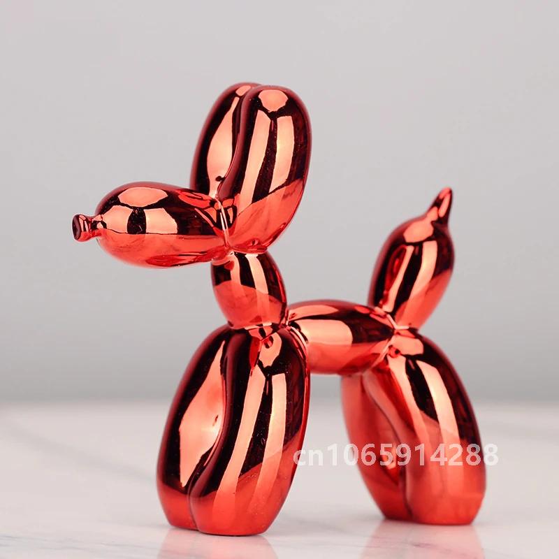 Electroplated Resin Dog Crafts Nordic Balloon Dog Ornament Puppy Sculpture Home Decor Living Room Desktop Modern Animal Statue