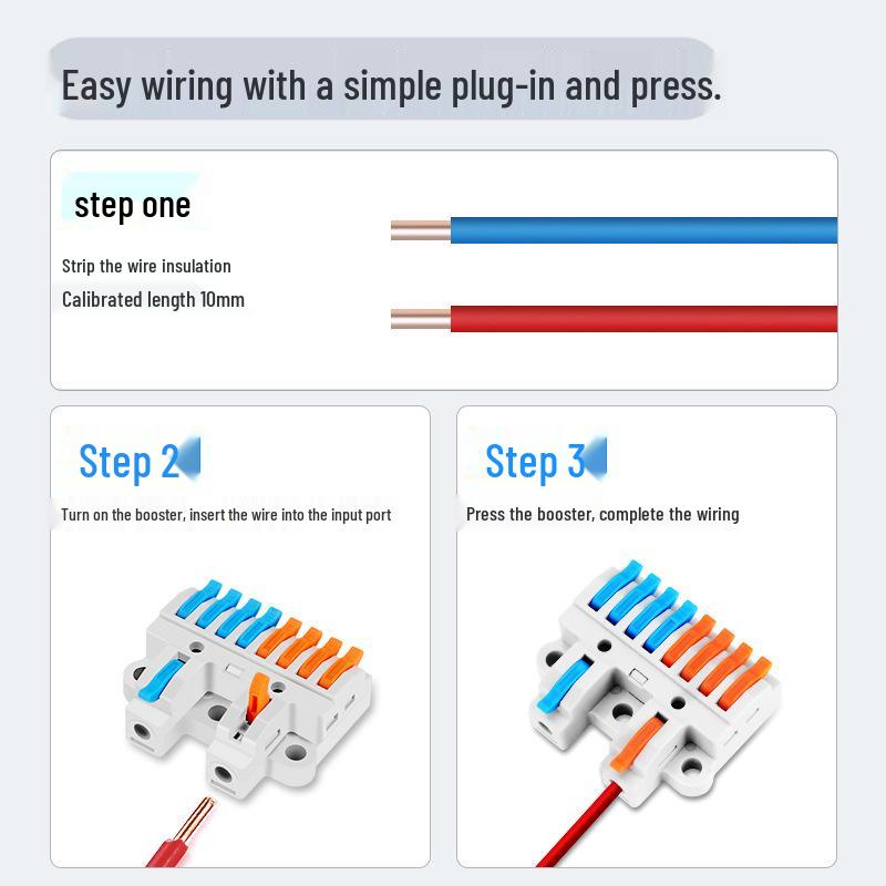 220V Quick Wiring Terminal Block: 2-In/4-Out/6-Out Wire Connector Splitter