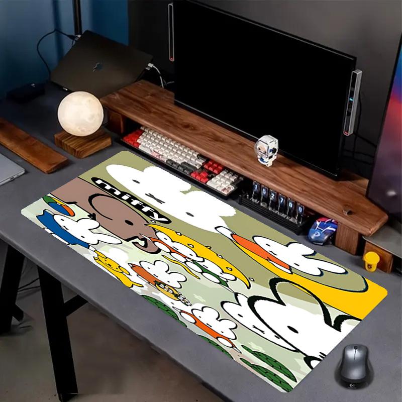 Miffy Print Mouse Pad, Anti‑Slip Desktop Keyboard Mat, for PC Laptop Gaming Working Daily Use, Cool Festival Surprise Gift