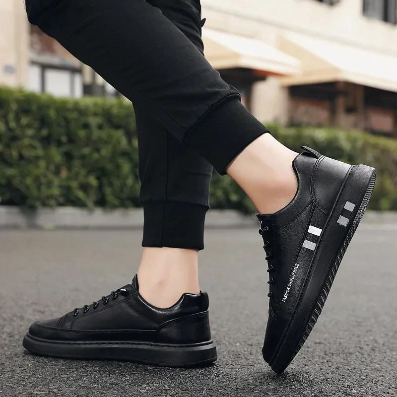 Neue Herren Weiße Sneaker Sportschuhe für Herren Leichtgewicht PU-Leder Atmungsaktiver Schuh Herren Flache Schuhe Mann Zapatillas Hombre