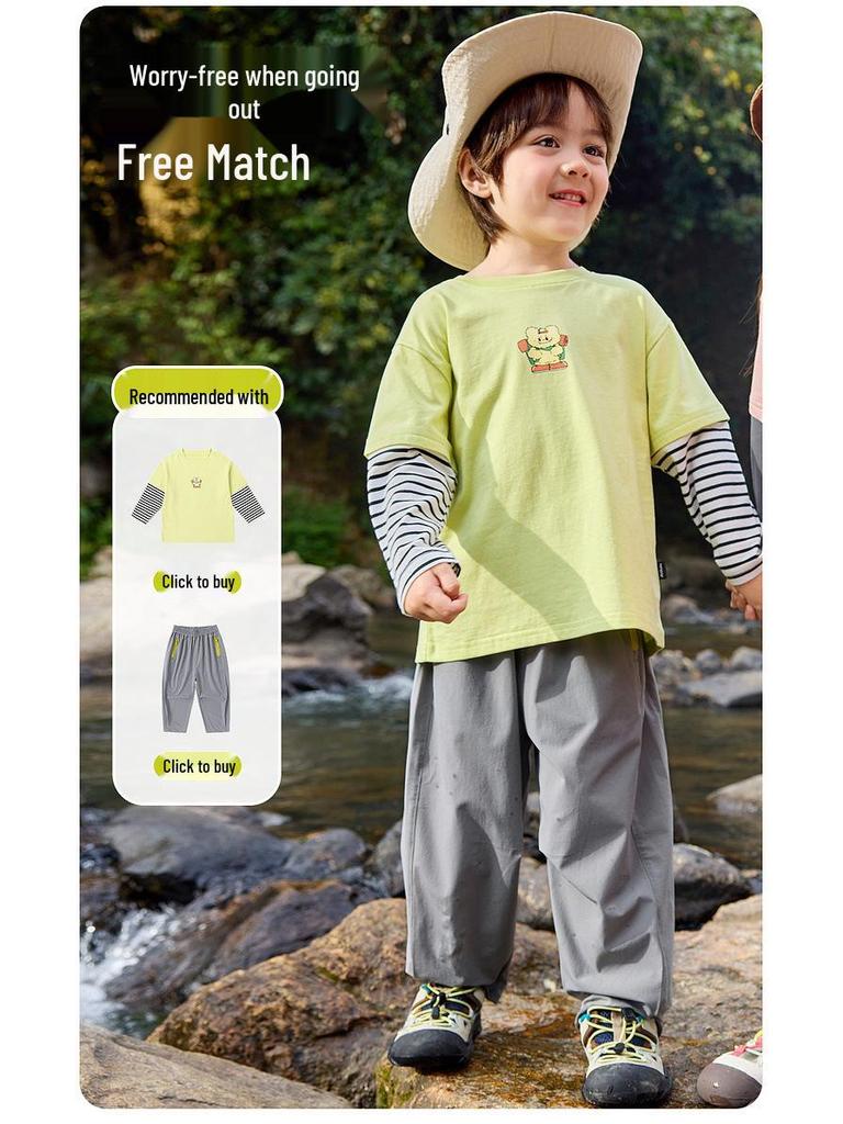 Dudu Family Kids Pure Cotton Two-Piece Style T-shirt - Trendy Spring Outfit for Boys & Girls