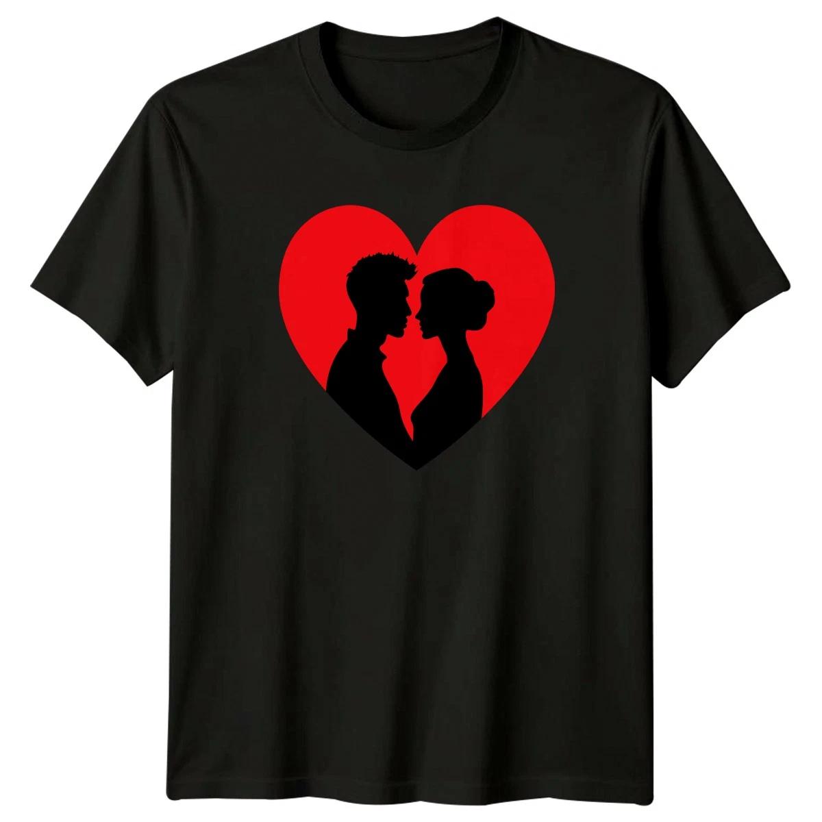 The Art Of Love Silhouette Couple T-Shirt Abstract Art Romance Valentines Day M