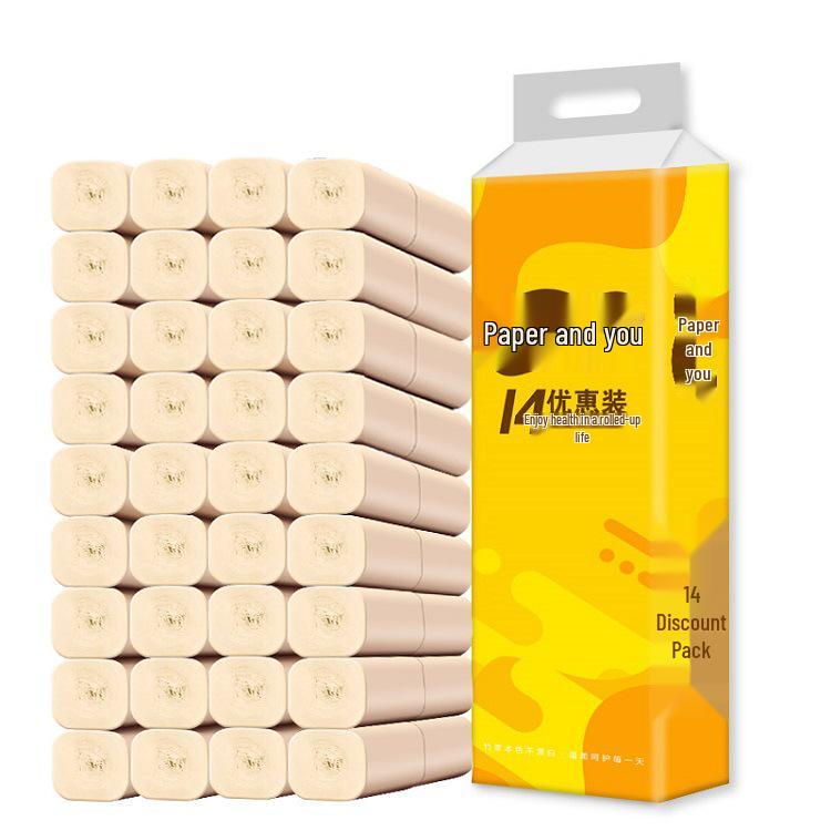 Hârtie igienică din pastă de bambus, 4 straturi, 14 role/pachet, Pachet de familie, Rolă lungă
