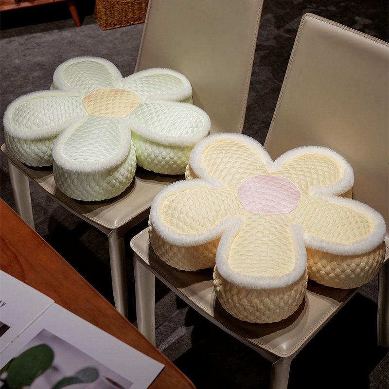 Ice Doudou Flower Seat Cushion Throw Pillow Small Fresh Sun Petal Sofa Cushion Office Waist Cushion Ice Silk Pillow