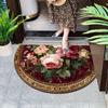 1Pcs Vintage Rose Bouquet Pattern Semi Circle Welcome Doormat Non-Slip for Outdoor Patio Porch Kitchen Bathroom Entryway Floor Mat