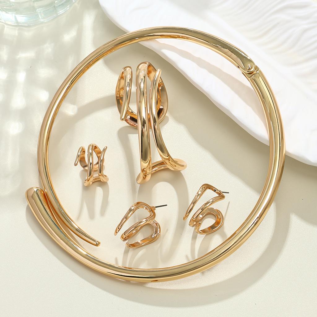 Bracelet, ring set, temperament, open collar, irregular stud earrings, bracelet.