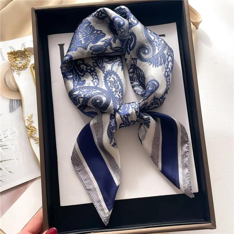2026 New Paisley Print Small Square Scarf Soft Satin Silk-like Thin Neck Scarf Mature Style Sunscreen Headscarf For Women