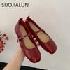 Fashion SUOJIALUN 2025 Summer New Women Mary Jane Shoes Soft Casual  Outdoor Dress Flat Ballet Shoes Round Toe Shallow Slip On Flats