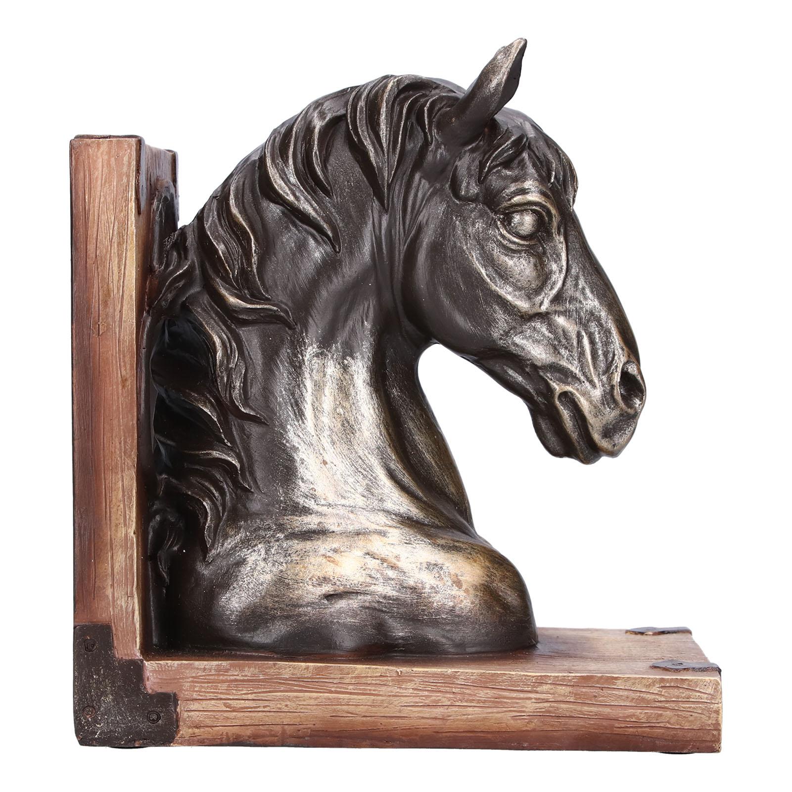 

Multifunctional Horse Head Sculpture Resin Horse Bookends for Home Office Living RoomBS20900 Bronze Horse