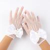 Children's Mesh Gloves with Bow and Pearl Decoration for Flower Girl Wedding Party Accessory Lightweight Breathable Design