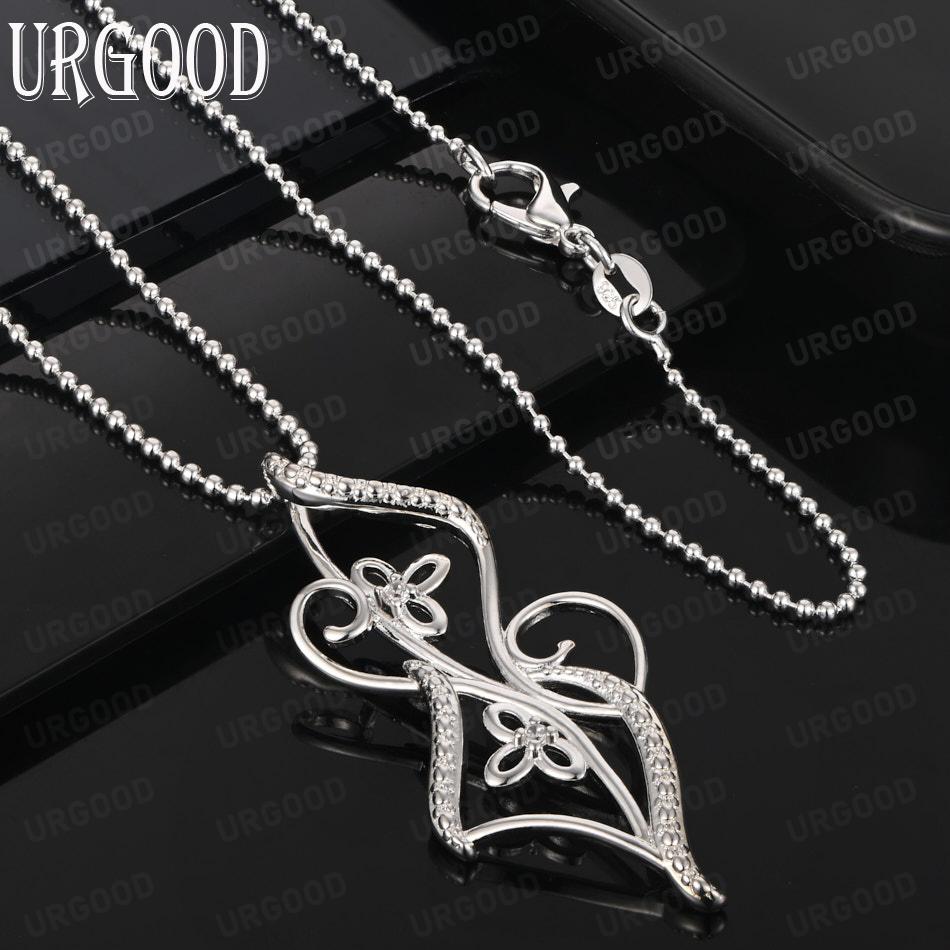 925 Sterling Silver Fashion Jewelry Geometric Pendant Necklace Wedding Gift
