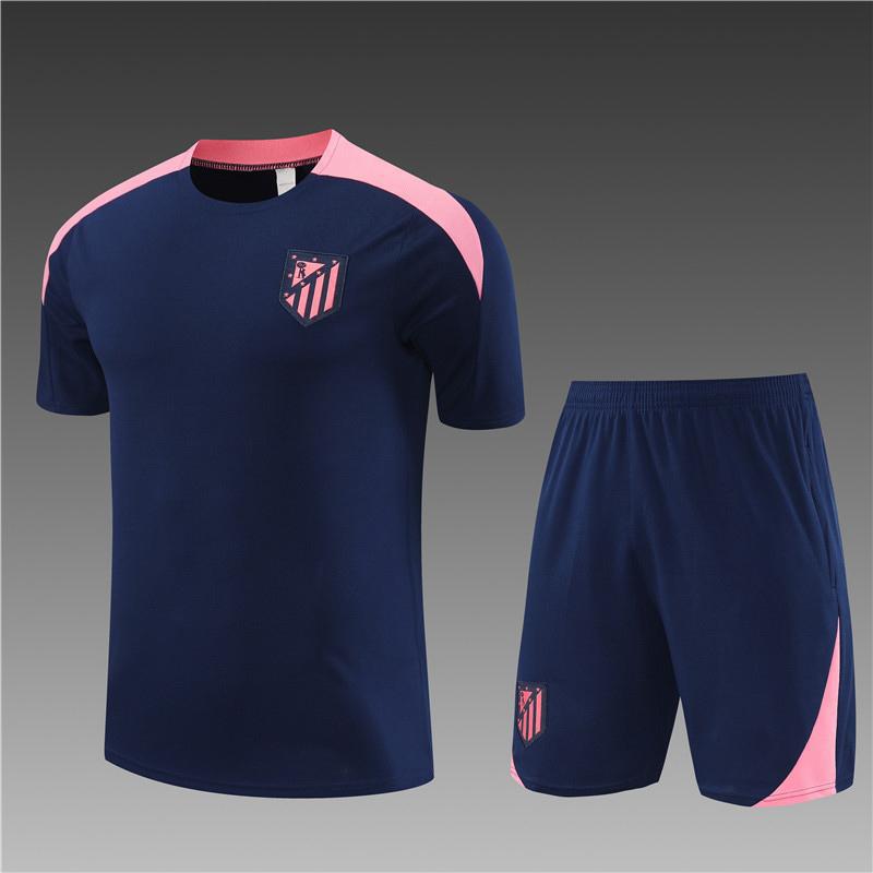 Atletico Madrid Football Suit, Long-Sleeved Half-Pull Warm-Up Before Autumn And Winter Games, Children'S Summer Short-Sleeved Training Suit