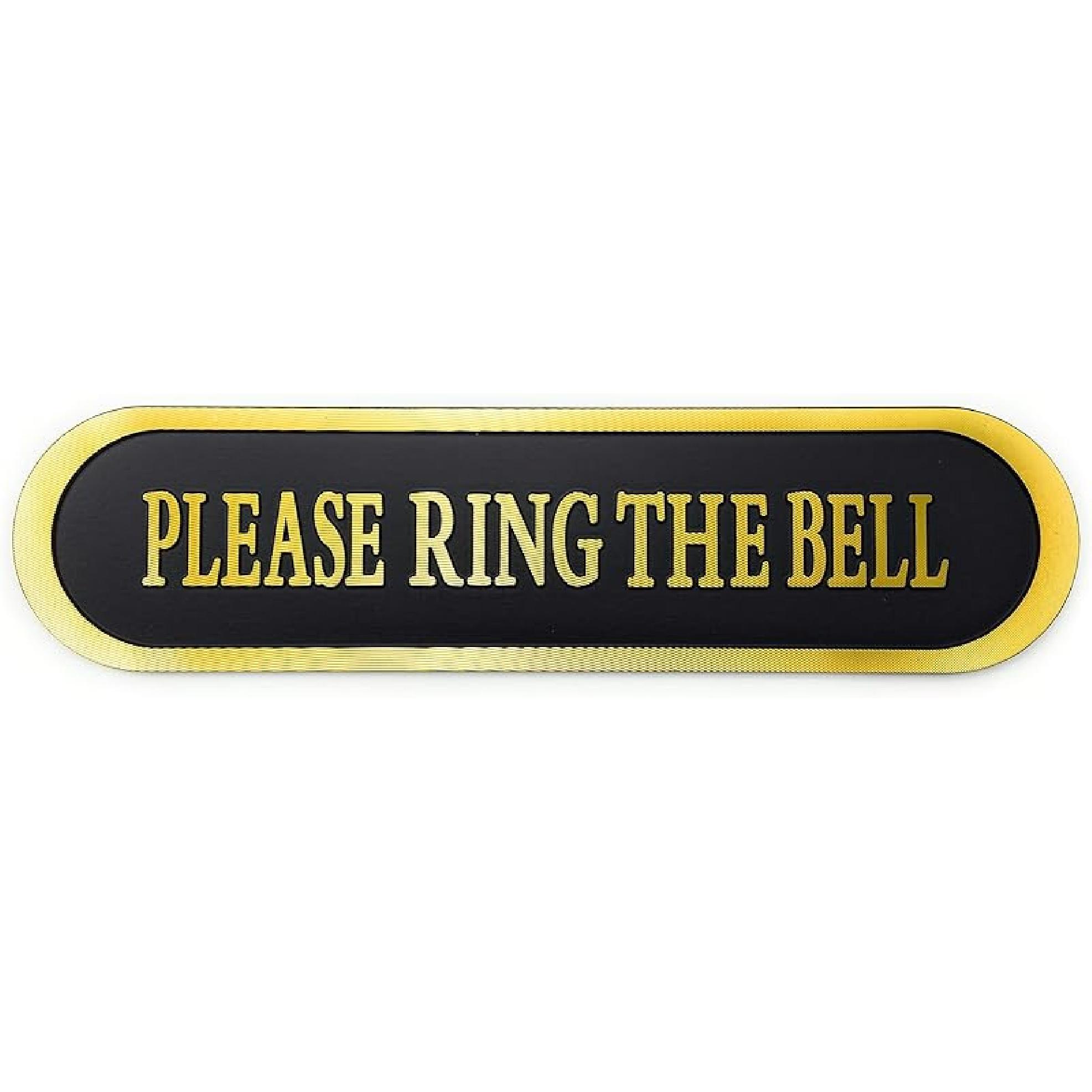 Please Ring the Bell Aluminium Doorbell Sign with Screws Black and Silver 5.5x1.4 inch Aluminium with screws