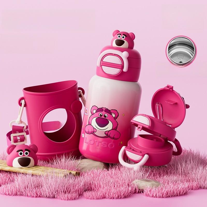 

Изолированная детская бутылка для воды с трубочкой и замком, Микки Маус, для школы и путешествий Strawberry Bear