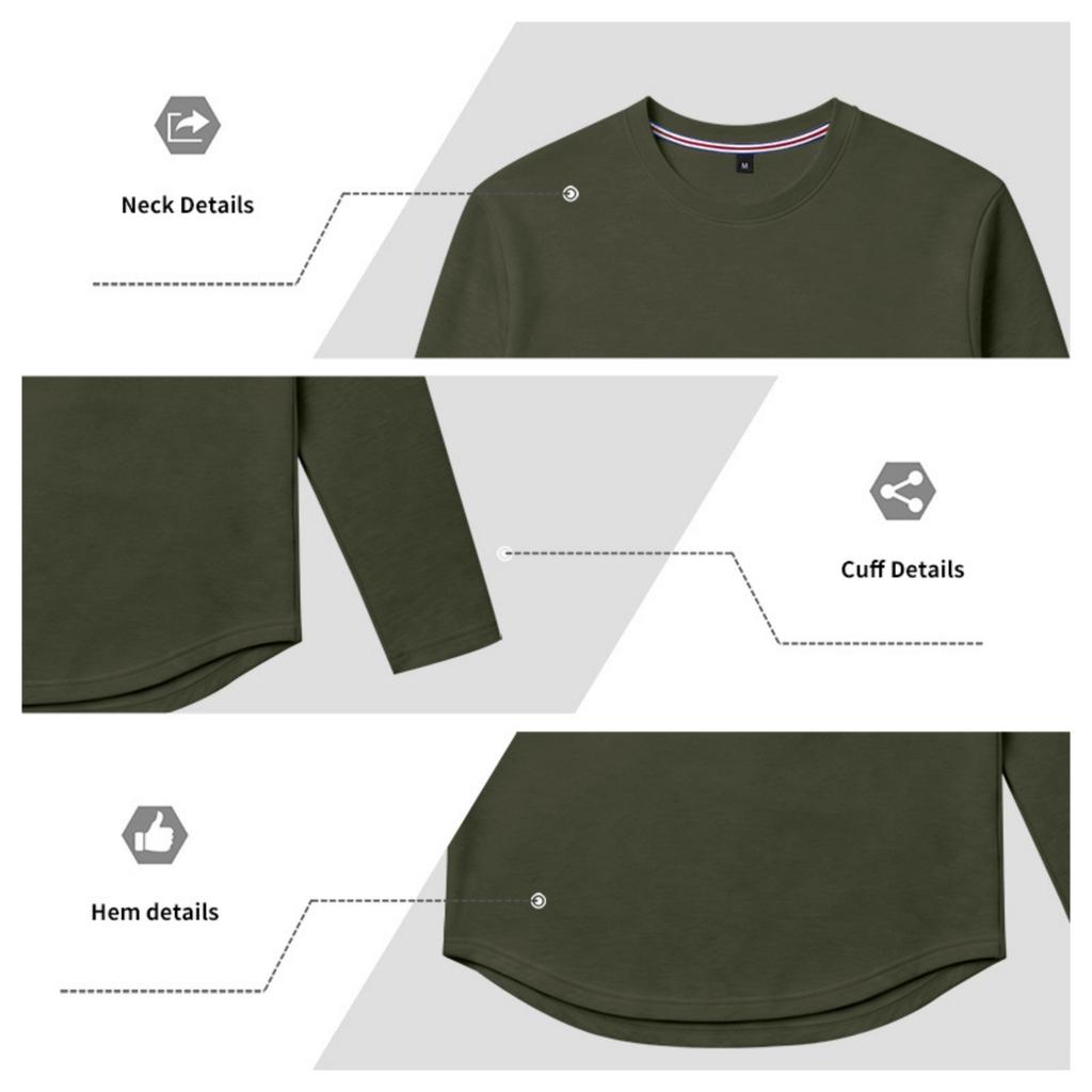 Men's Long Sleeve T-Shirt Casual Crewneck Loose Fit Breathable Versatile Base Layer Top for Commute and Everyday Wear