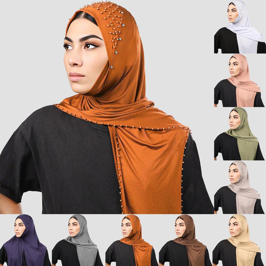 Women's Headscarf, Hat, Nail Bead Scarf, Headband Cover, High Elasticity Milk Silk Wrapped Headscarf