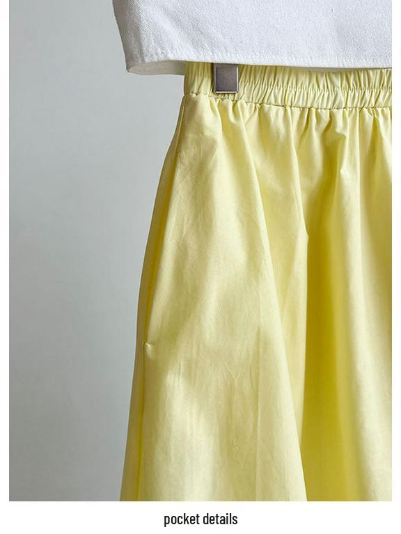 Summer Yellow High-Waist A-Line Umbrella Skirt
