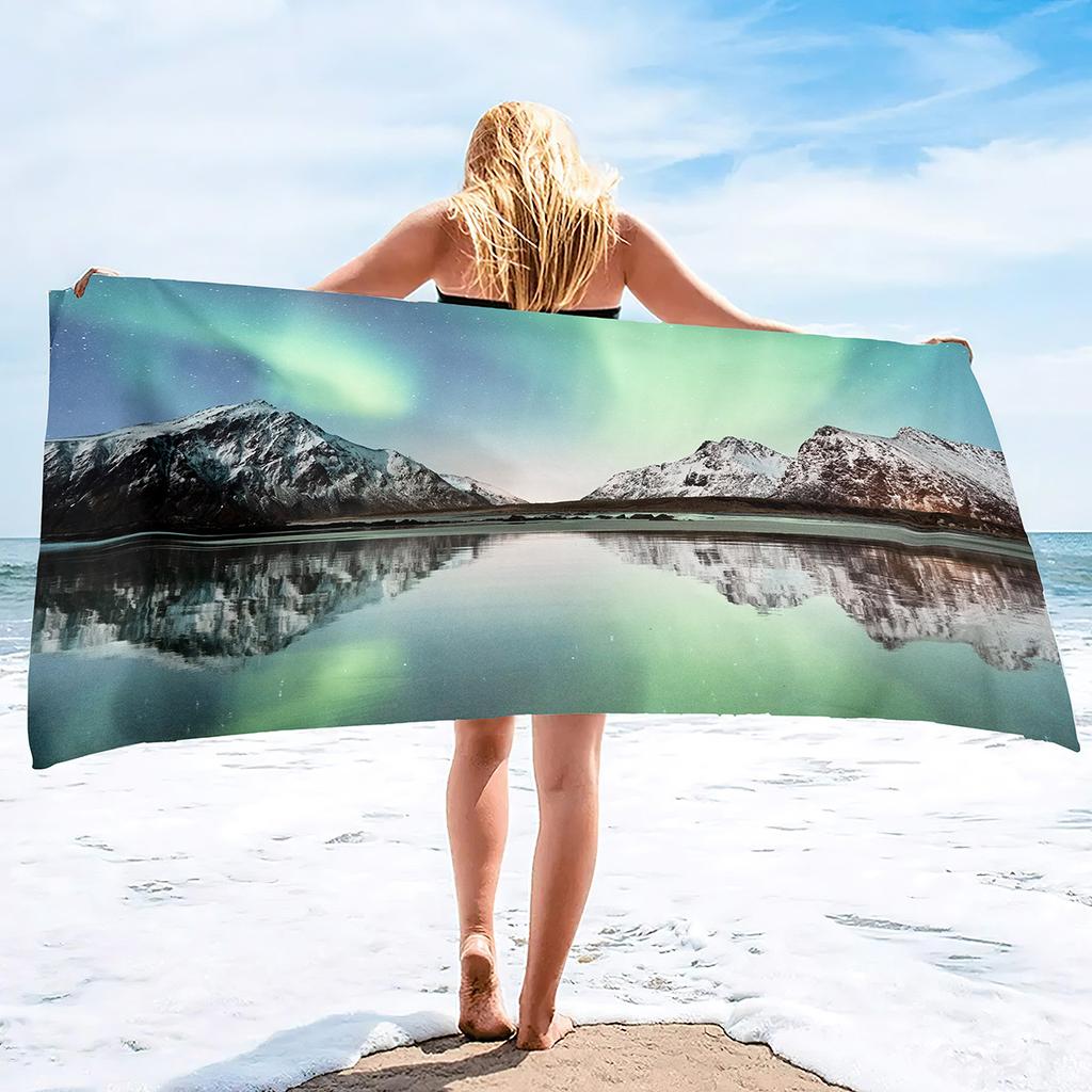 Aurora Printing Series Seaside Vacation Beach Towel Swimming Bath Towel Microfiber Sports Towel