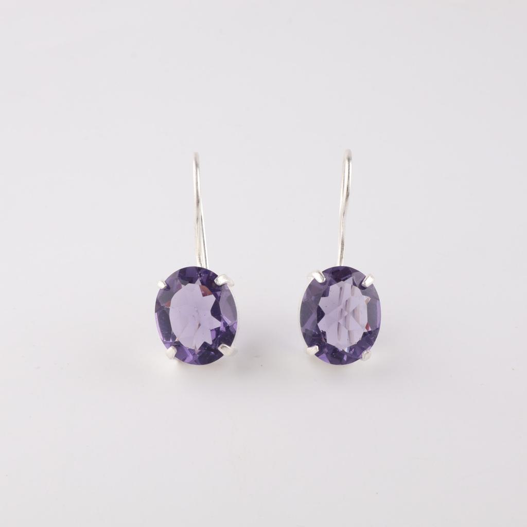 Natural Iolite Gemstone 925 Sterling Silver Jewelry Dangle Earrings1.05" For Her EE-173-16