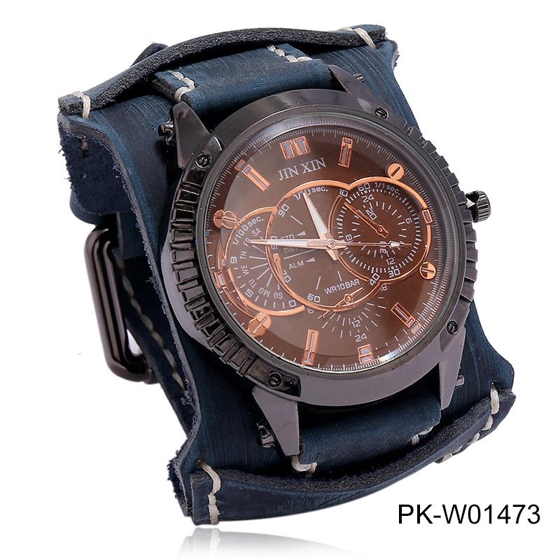 Vintage Watches Men Genuine Leather Pointer Belt Strap Punk Watch Wide Cowhide Bracelet & Bangles For Women Male Jewelry
