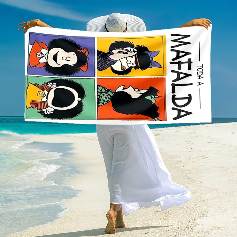 Mafalda Beach Towel Outdoor Camping Beach Towel for Vacation Swim Outdoor Pool Absorbent Bath Towel