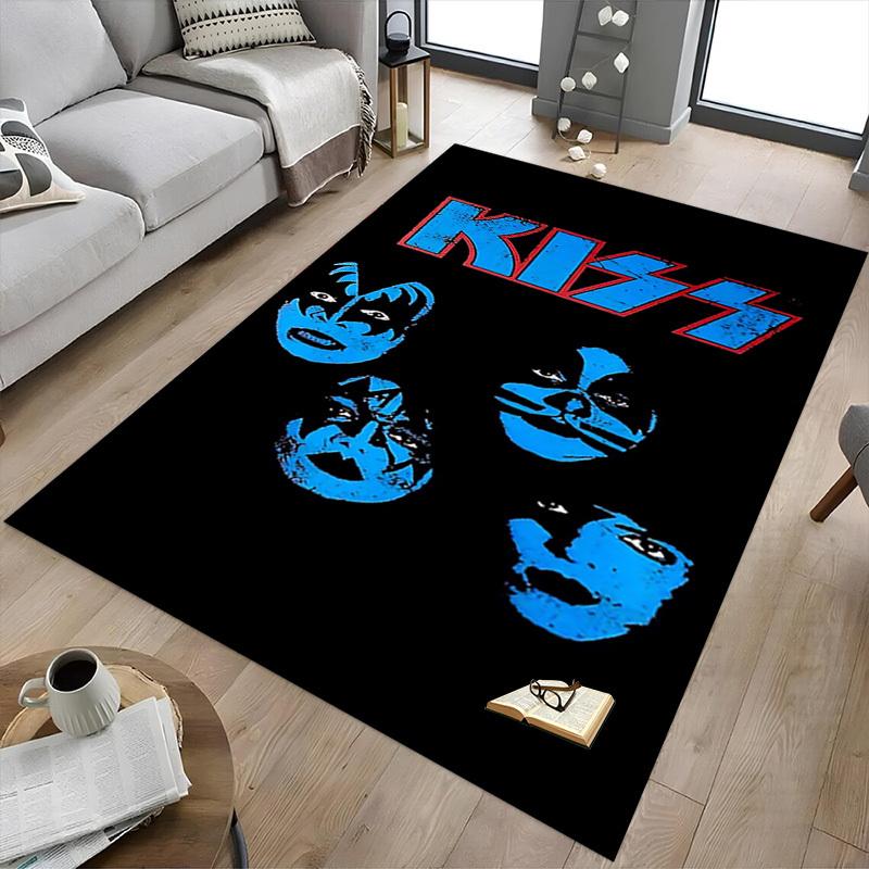 1 Stück KISS Bandmitglieder Home Office, Strapazierfähige Polyester-Fußmatte mit Einfacher Reinigung, Bürodekoration, Urbaner Stil, Rutschfeste Rückseite