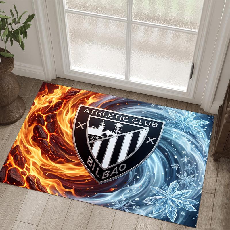 Athletic Bilbao Football Design Crystal Velvet Carpet Cozy Non?Slip Printed Rug For Bedroom Living Room Entrance