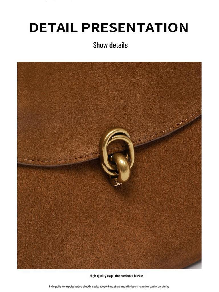 Matte Echtleder-Rindsleder Crossbody Satteltasche für Damen - Modisch, Vielseitig, Einzelschulter-Design für den Herbst