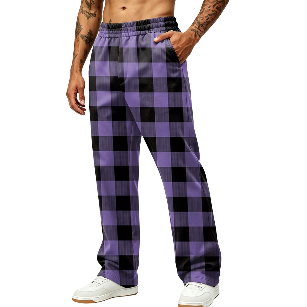 Pantaloni Jogger da Uomo a Gamba Larga con Tasche - Pantaloni della Tuta Casual Sportivi Stampati per l'Uso Quotidiano