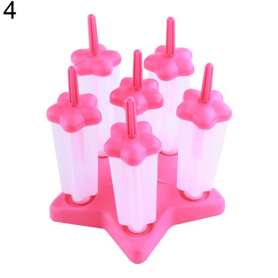 6 Grids Silicone Summer Ice-lolly Ice Cream DIY Maker Mould Tray with Stand