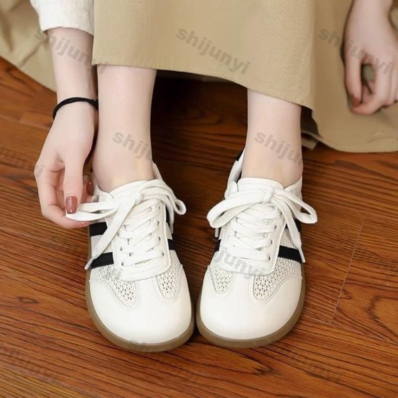 Women's Vulcanized Shoes 2026 Summer New Mesh Breathable Soft Sole Casual Shoes Lightweight Comfortable Fashion Lace Up Flats