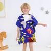Sommer-Mikrofaser-Badeponcho mit Aufdruck für Kinder, Badetuch mit Kapuze, das nicht fusselt oder ausbleicht, Alter 2-10