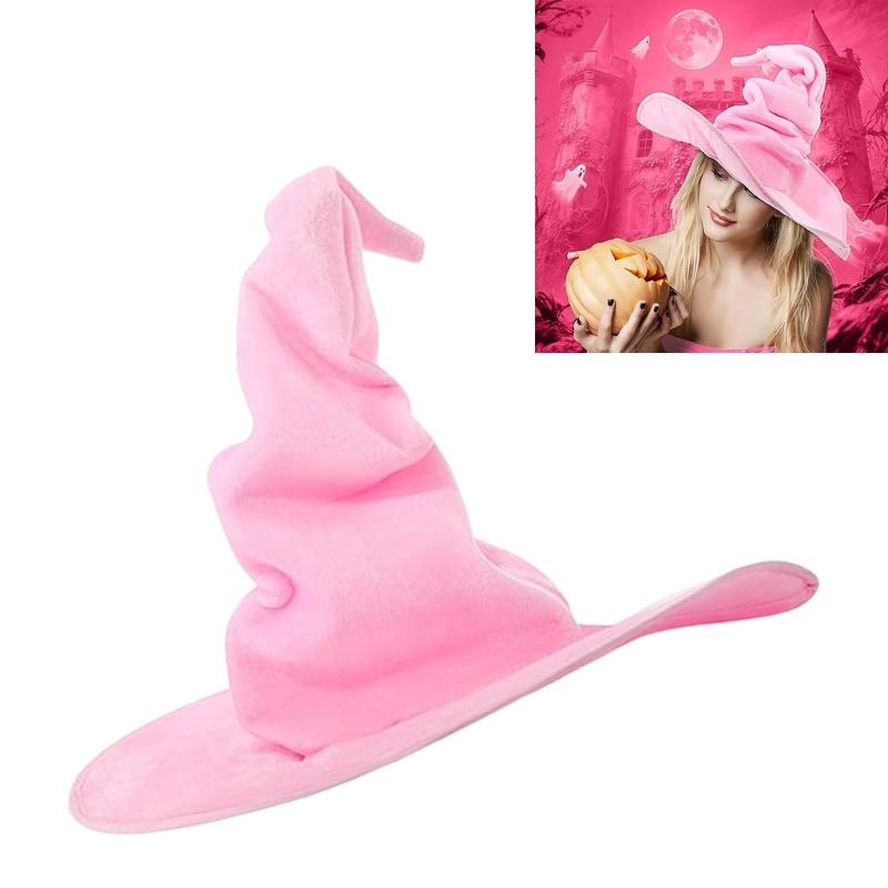 Twisted Witch Hat For Women Soft Cloth Material Halloween Costume Party Accessory Foldable Design