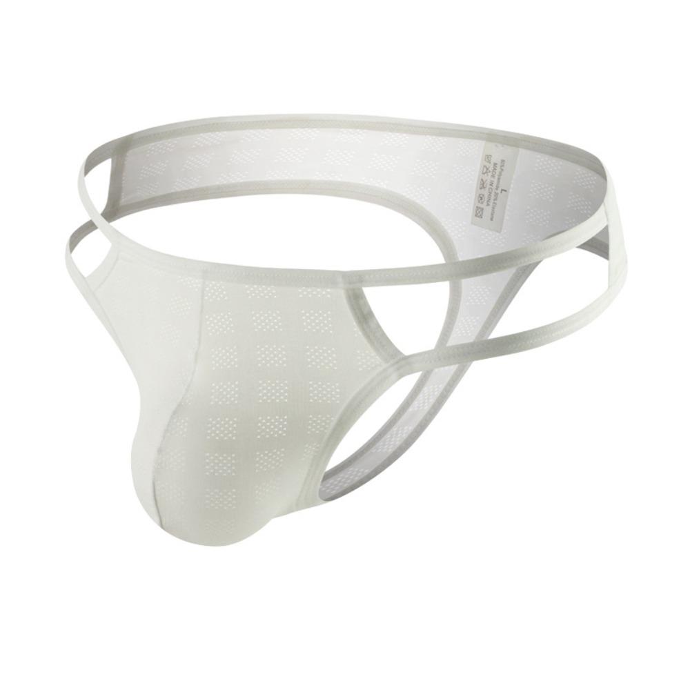 Hollow Men's Thongs Ultra-thin T Back Panties Breathable Mesh Underpants Summer