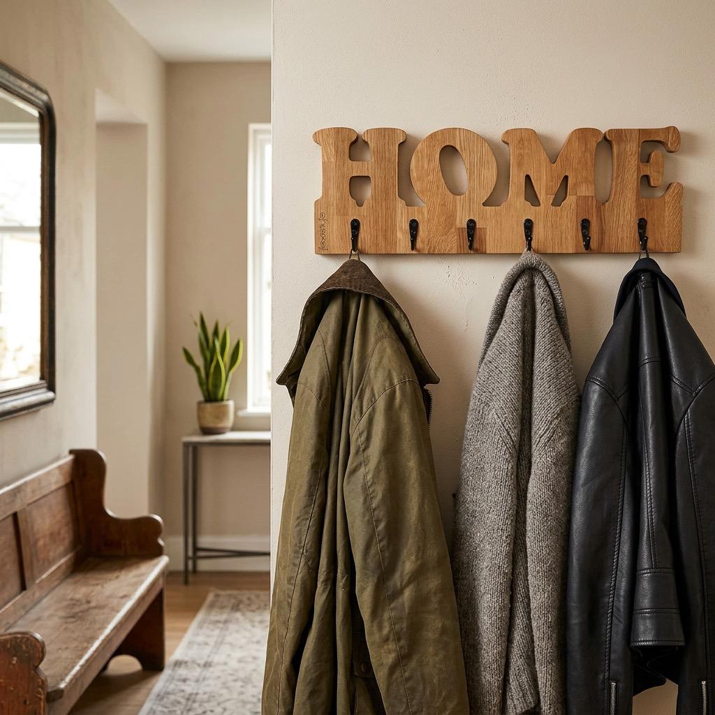 Wooden wall hanger home oak 50cm