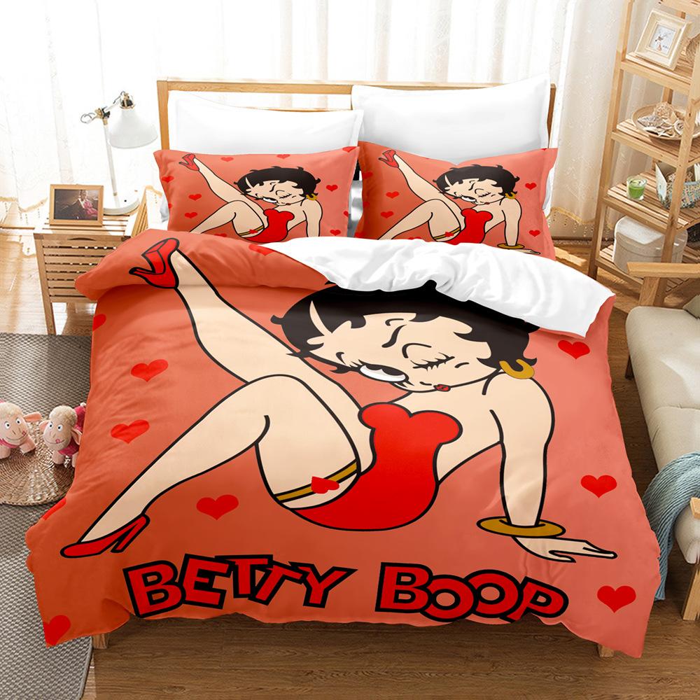 Digital Printing Chemical Fiber Sexy Beautiful Women Bedding Three-Piece Set, Starting From Approval