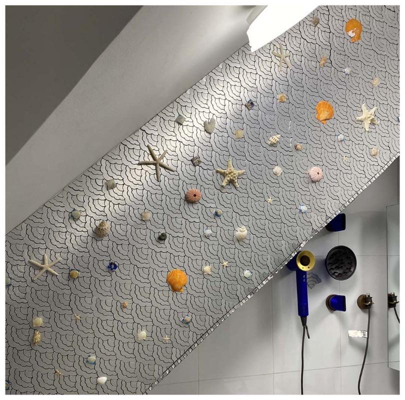 1Pcs Fan Shape Mosaic Ceramic Personality DIY Background Wall Bathroom Homestay Pool Kitchen Bathroom Wall Paper Home Decoration