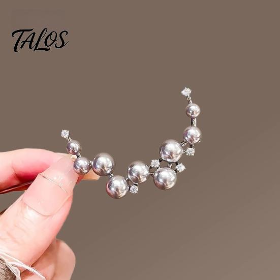 Brooch Pin, Curved Design Imitation Pearl Lapel Pin, Pearlescent Texture Badge for Coats Shirts Scarves Accessories