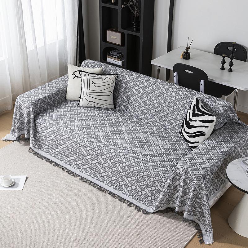 Nordic solid color four-season cotton thread blanket, simple seat cushion ins wind sofa towel, fashionable lunch break blanket