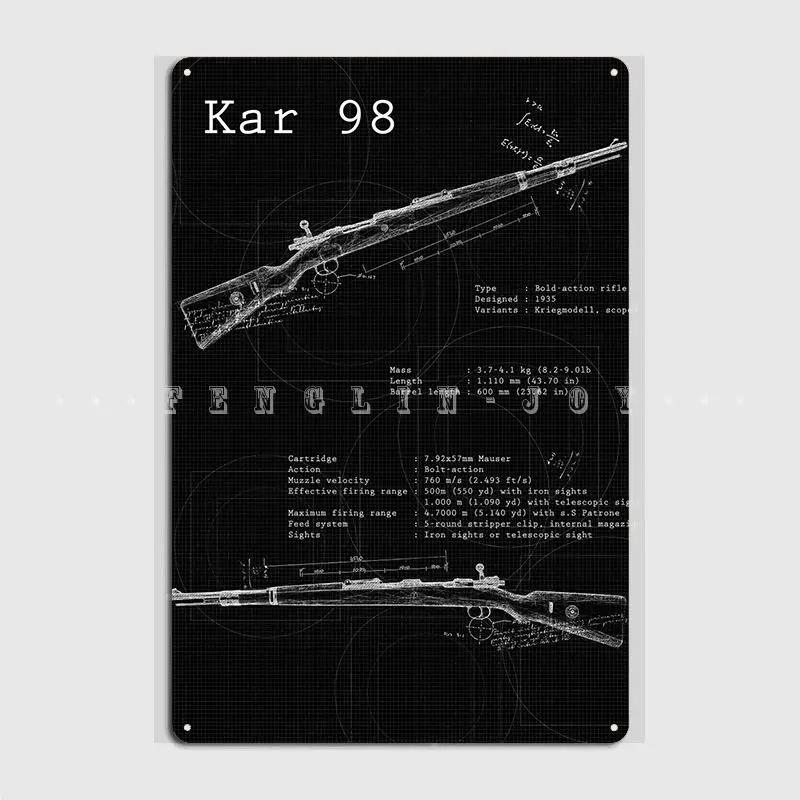 

Kar 98 Black Blueprint Poster Metal Plaque Cinema Kitchen Living Room Printing Wall Decor Tin Sign Poster 20x30cm（7.8x11.8inch）