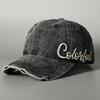 Embroidery Letters Ripped Baseball Hat New Washed Denim Cap Fashion Temperament Men and Women