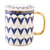 British Style Matching Ceramic Mug Set with Lids - High-End Coffee and Water Cups