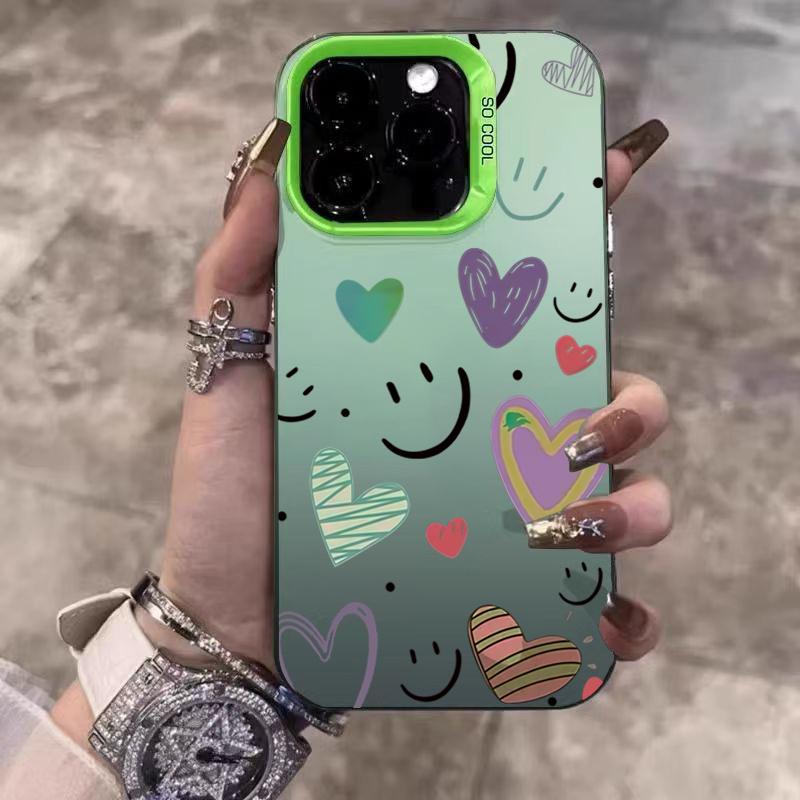 Lachende Wangen Galvanisiert Silber IMD Handyhülle Für iPhone 17 16 15 14 13 12 11 Pro Max 17 Air 16E X XS XR Matt Bumper Abdeckung