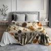 1pc Cozy Flannel Throw Blanket with Autumn Leaves & Pumpkin Design - Soft Warm and Perfect for Sofa Naps