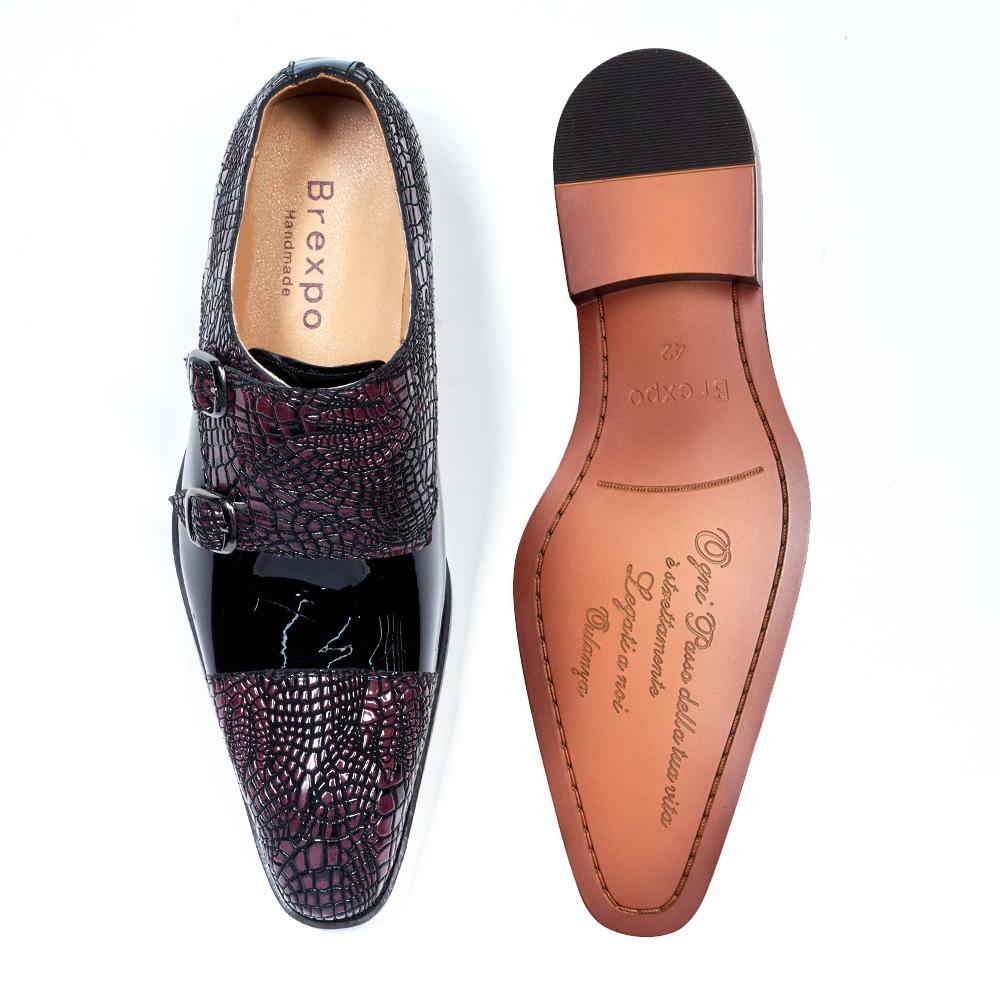 British Style Men'S Small Leather Shoes Trendy Large Size Loafers Retro Korean Version Color Matching Leather Shoes Wedding Shoes