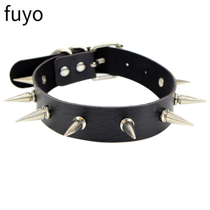 Woman Black Punk Choker Collar Necklace Pu Leather Goth Rivets Choker Necklace Pendientes Party Club Sexy Gothic Femme Jewelry