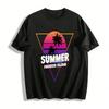 Retro Sonnenuntergang Kokospalme Sommer Paradiesinsel Urlaub T-Shirt Reines Baumwoll-T-Shirt