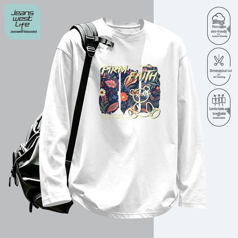 Jeanswest Life Men's Graphic Print Crew Neck Long-Sleeve T-Shirt